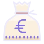 Icône de sac d’argent avec symbole euro représentant le coût de la garde d’enfant