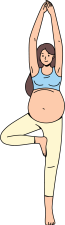 Position de l’arbre (Vrikshasana), yoga prénatal Illustration d’une femme enceinte pratiquant la posture de l’arbre, position de yoga prénatal favorisant l’équilibre, l’ancrage et la concentration